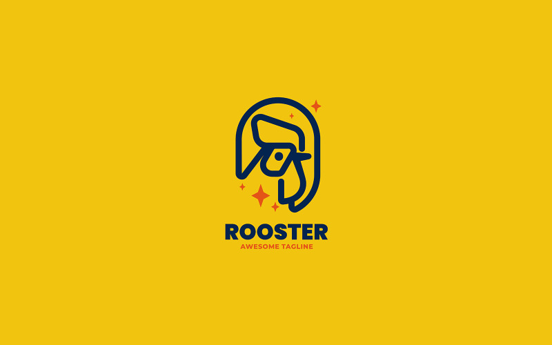 Rooster Line Art Logo Style 2 Logo Template