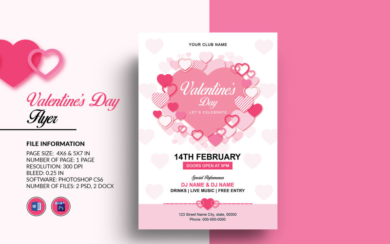 Valentine Day Celebration Party Invitation Flyer Corporate Identity