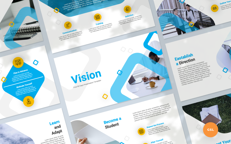 Vision - First 90 Days at Work Presentation Google Slides Template