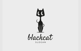 Black Cat Simple Mascot Logo