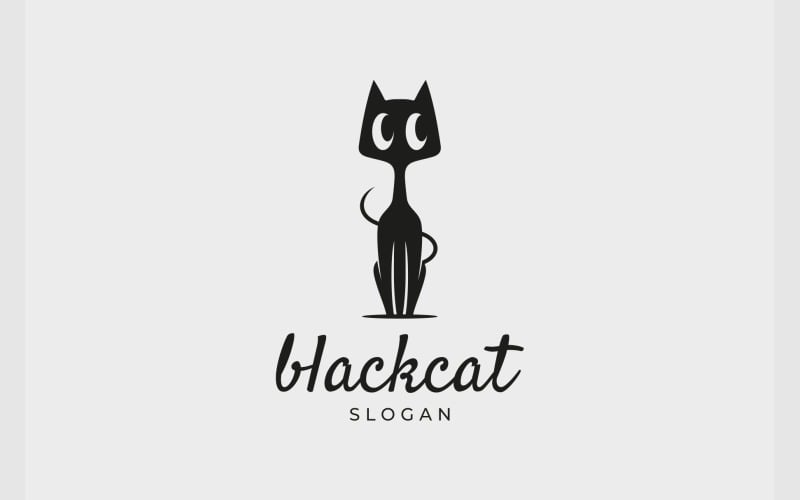 Black Cat Simple Mascot Logo Logo Template