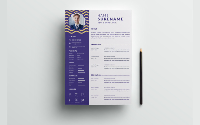 Blue resume curriculum template design Resume Template