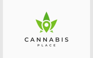 Cannabis Leaf Pin Map Location Logo