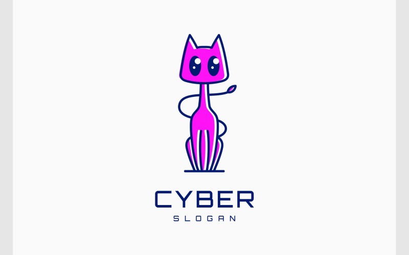 Cyberpunk Cat Mascot Logo Logo Template