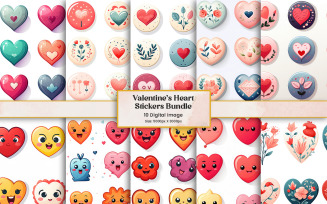 Heart love emoji sticker clipart, Valentines day doodle elements decoration