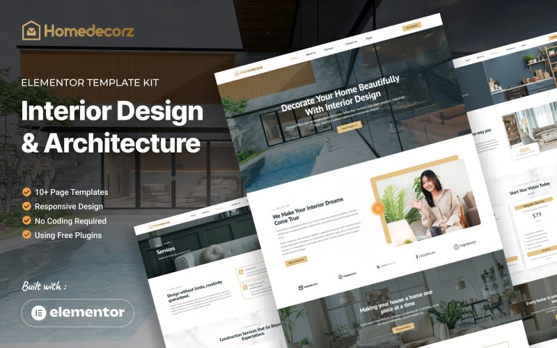 Homedecorz - Interior Design & Architecture Elementor Template Kit Elementor Kit