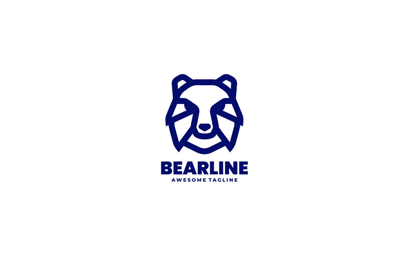 Bear Line Art Logo Template 2