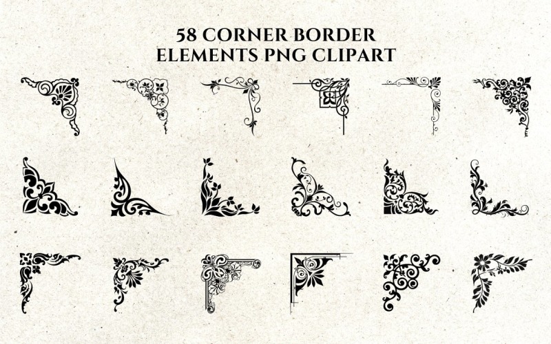 Corner Border Elements PNG Clipart Background