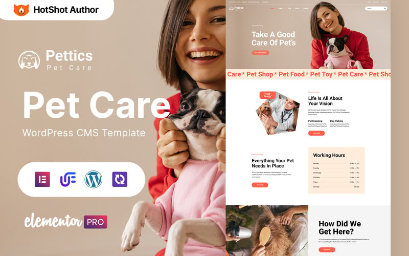 Pettics - Pet Care WordPress Elementor Theme WordPress Theme
