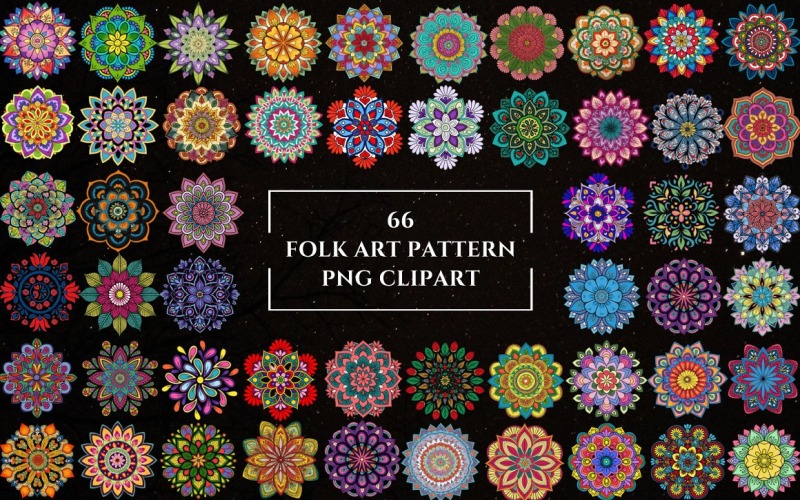Premium Folk Art Pattern PNG Clipart Background