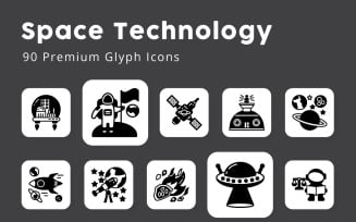 Space Technology 90 Premium Glyph Icons