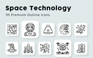Space Technology 90 Premium Outline Icons