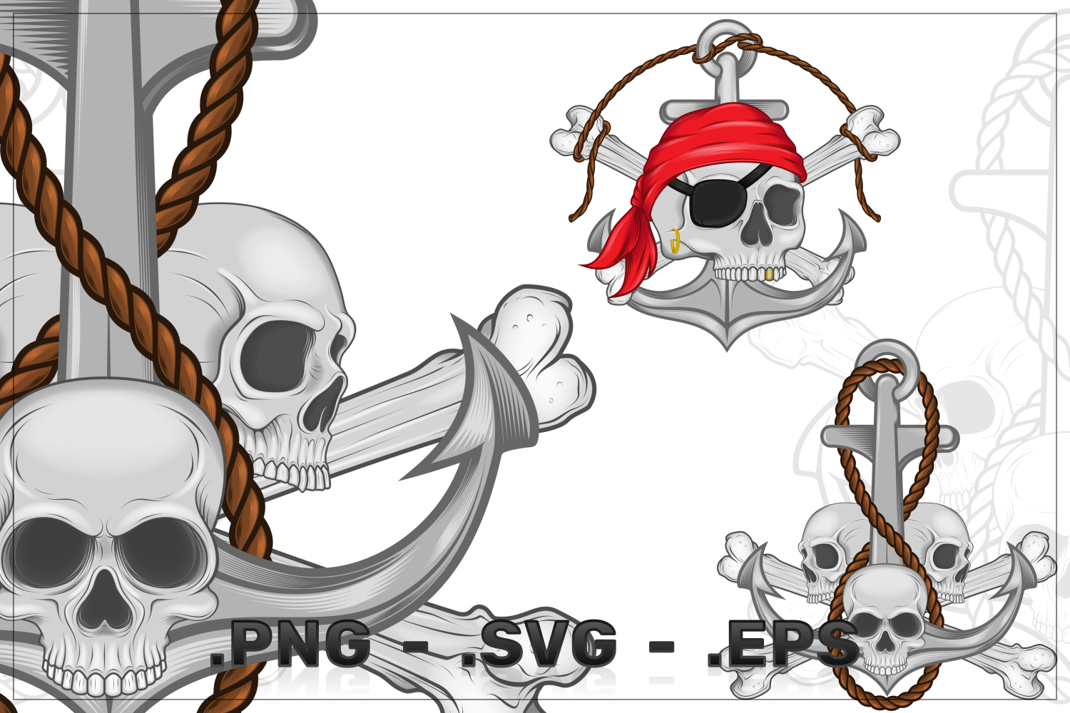 Pirate Skull Vector Design With Anchor