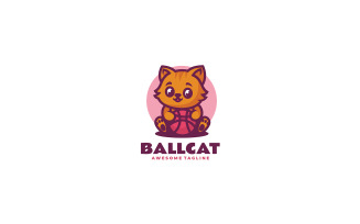 Ball Cat Mascot Cartoon Logo