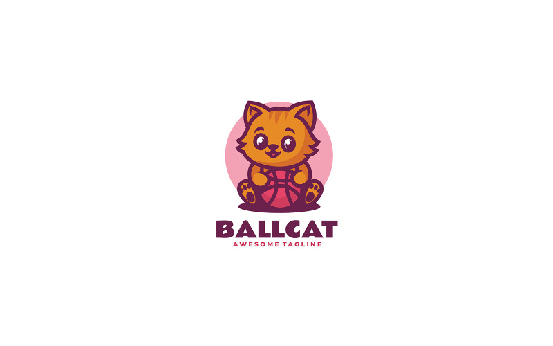 Ball Cat Mascot Cartoon Logo Logo Template