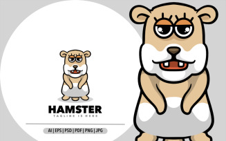 Cute hamster mascot cartoon design illustration