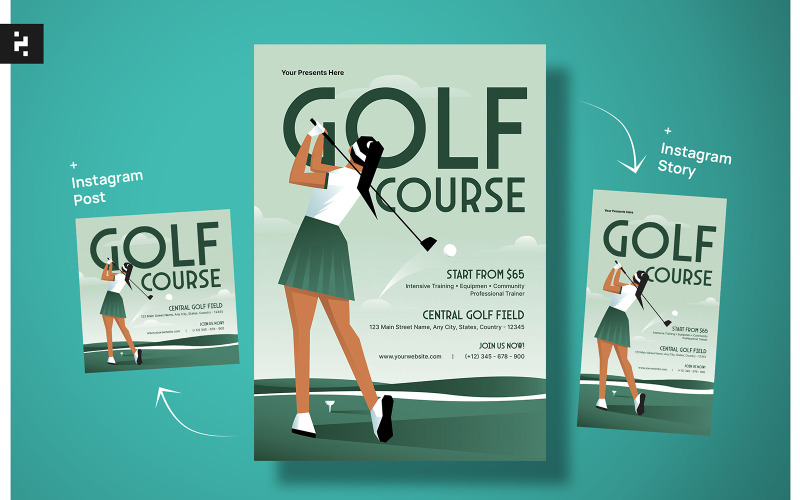 Golf Course Flyer Art Deco Corporate Identity