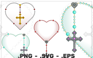 Heart Shaped Rosary Vector Design