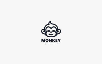 Monkey Line Art Logo Design