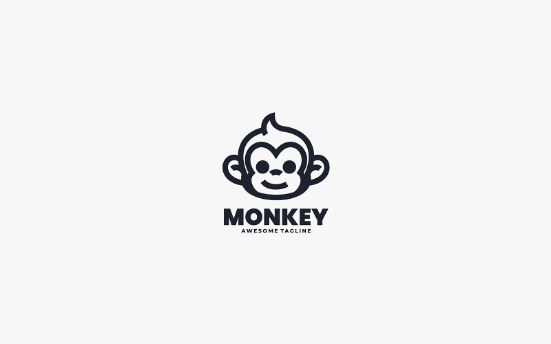 Monkey Line Art Logo Design Logo Template