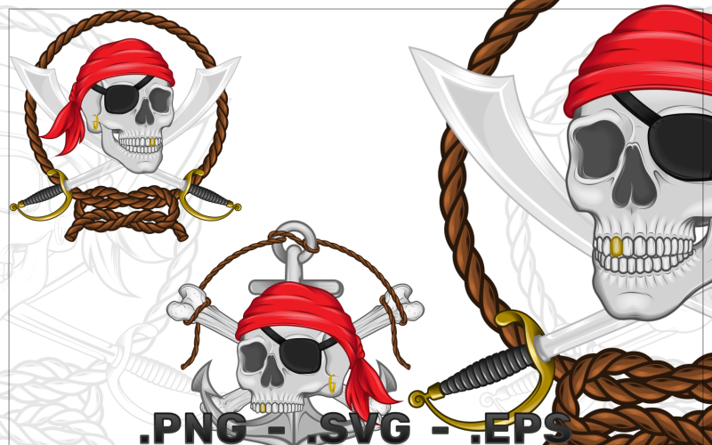 Vector Design Of Pirate Skull With Ropes Vector Graphic