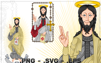 Vector Design Of The Apostle Santiago With Rosary And Parchment