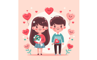 Vector Flat Valentine's Day Background Illustration