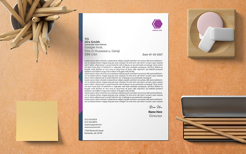 Company Letterhead Design with 4 Color Corporate Identity