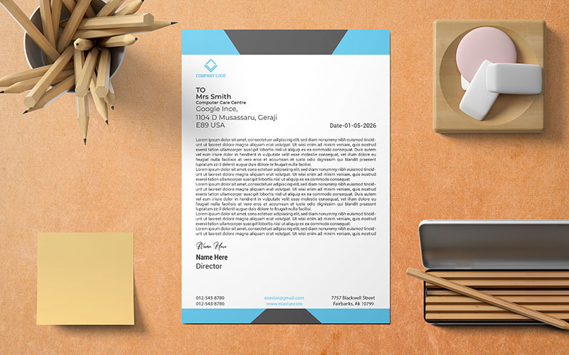 Minimal letterhead design template_M_180 Corporate Identity