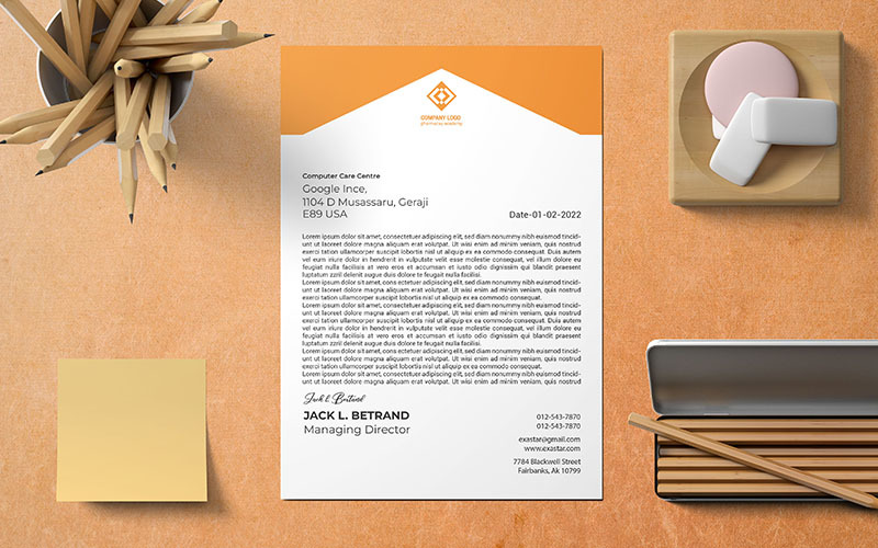 Minimal letterhead design template_(M) Corporate Identity