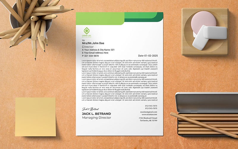Modern and minimal business letterhead template_M_(180) Corporate Identity