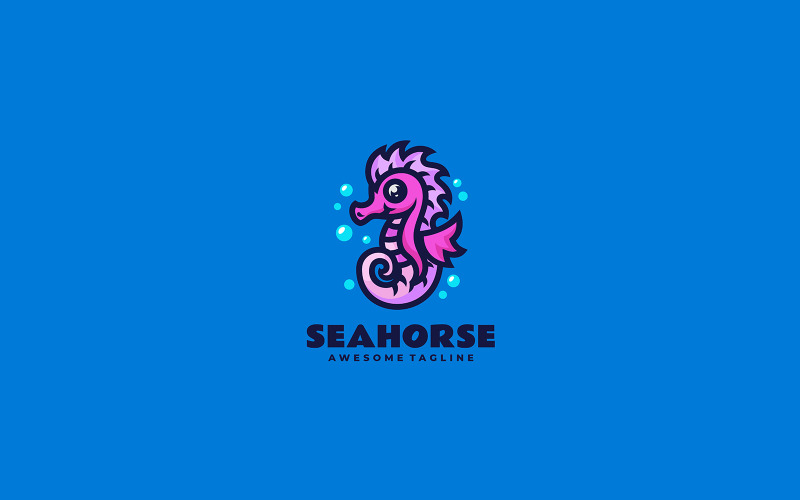 Seahorse Mascot Cartoon Logo Logo Template