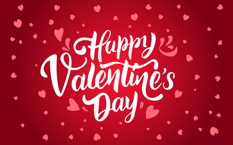 Free Happy Valentines Day lettering with heart background Vector Graphic