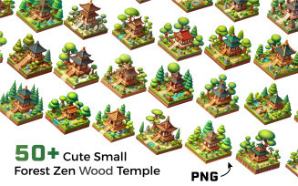 50+ Cute small forest zen wood temple illustration bundle.