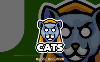 Cat mascot logo design sport