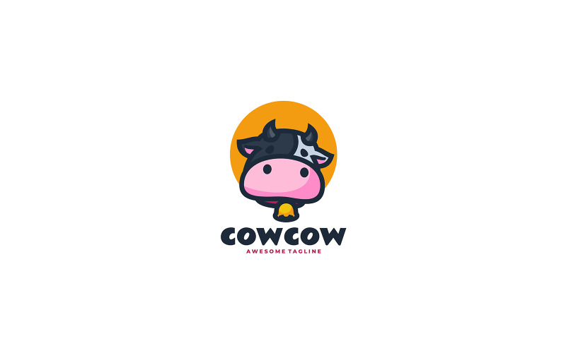 Cow Head Mascot Cartoon Logo Logo Template