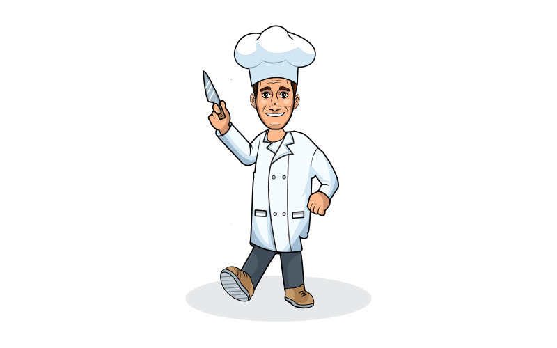 Happy chef holing a knife vector illustration Illustration