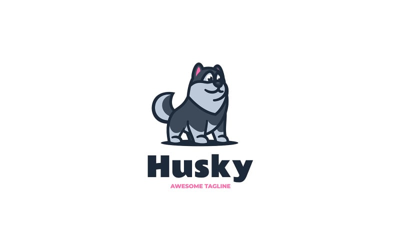 Husky Mascot Cartoon Logo Logo Template