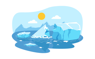 Melting Glacier Vector Illustration