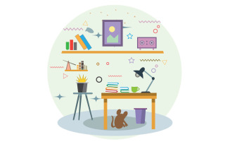 Student workplace vector illustration
