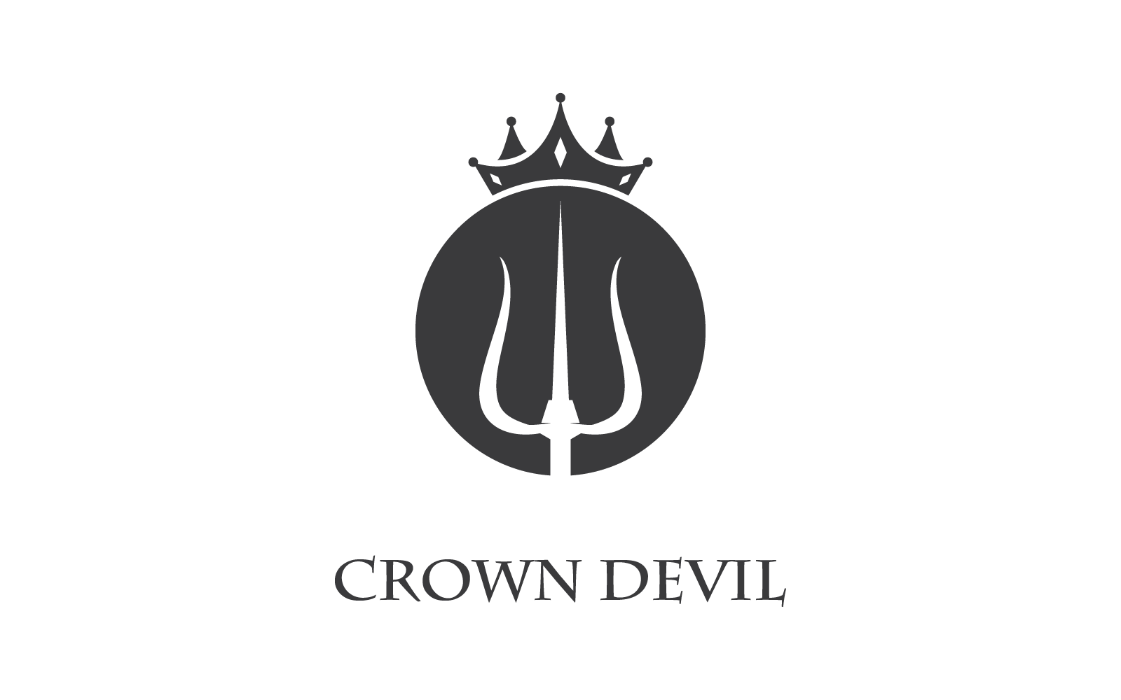 Trident en kroon logo vector plat ontwerp