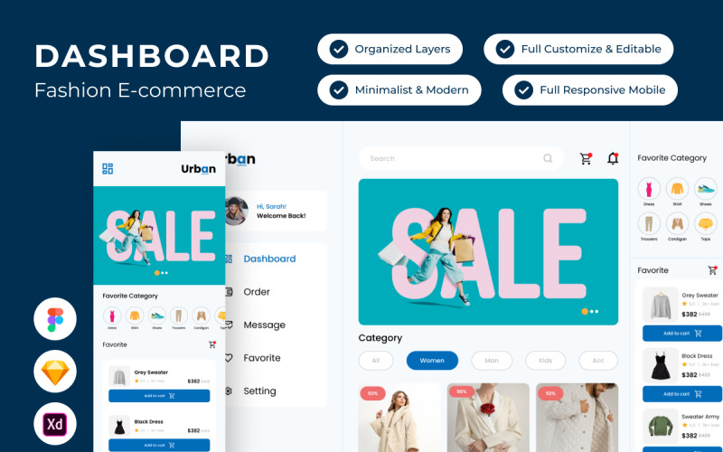 Urban - Dashboard Fashion E-commerce UI Element