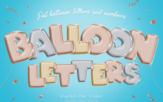 Foil Balloon PNG Letters Set
