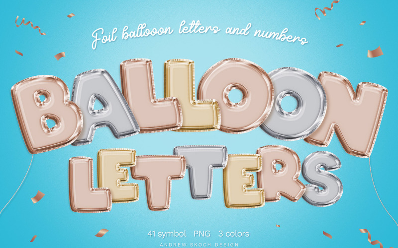 Foil Balloon PNG Letters Set Illustration