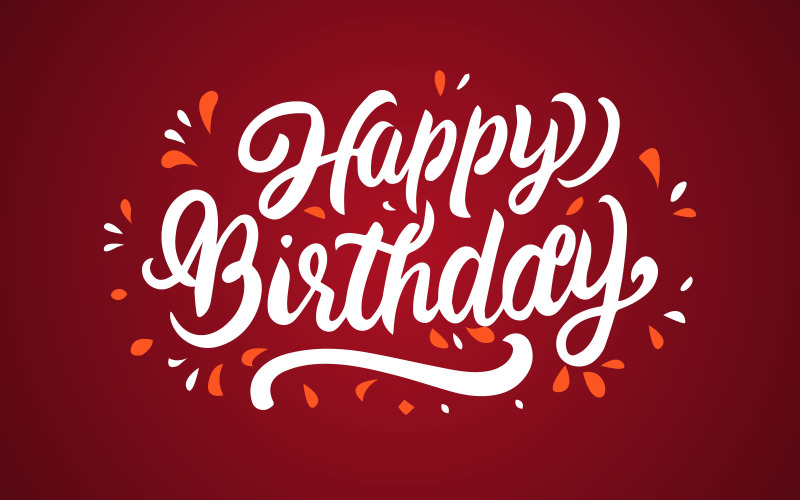 Free Happy Birthday lettering card, hand drawn typography poster Vector Graphic
