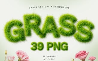 Grass Letters Isolated PNG Pack