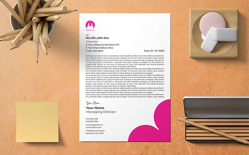 Minimal and creative business letterhead_V Corporate Identity