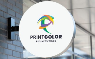 Print Color Letter P Logo
