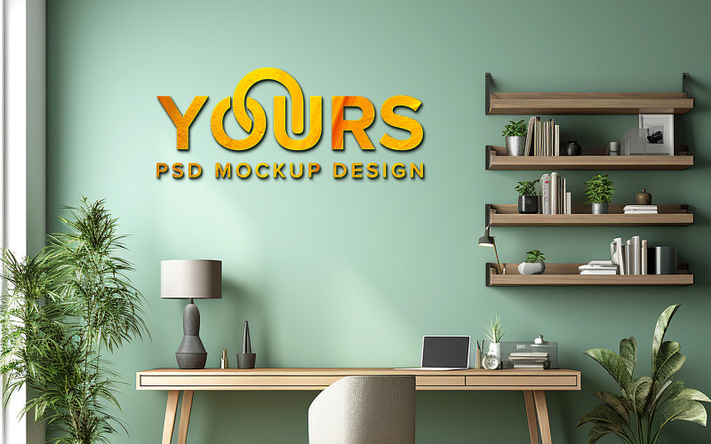 Realistic light green wall 3d indoor mockup Product Mockup