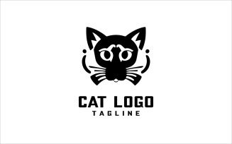 Cat Viking Logo Design Vector Template